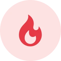 Red flame icon on pink background.